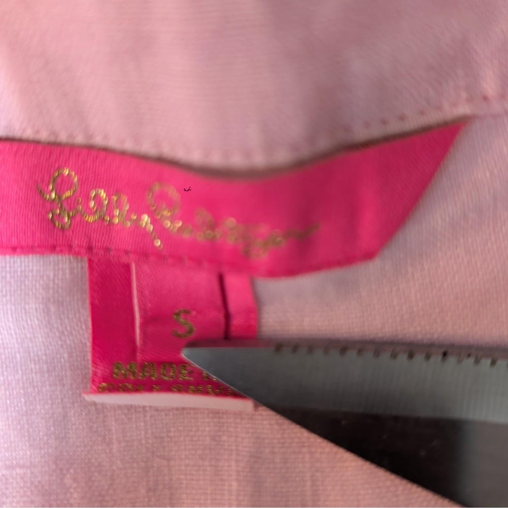 Lilly Pulitzer Bekah 100% Linen Pink Blouse Top Sz Small - Picture 5 of 12